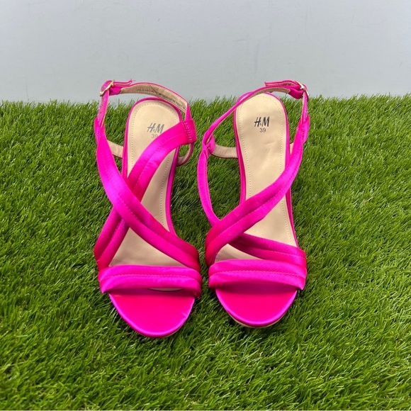 H&M Pink Strappy Sandals with Stiletto Heels Size 8 US 39 EU - Picture 2 of 9